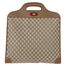 GUCCI GG Supreme Web Sherry Line Hand Bag PVC Beige Auth BA7127-13