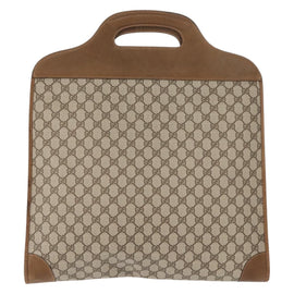 GUCCI GG Supreme Web Sherry Line Hand Bag PVC Beige Auth BA7127 - 0