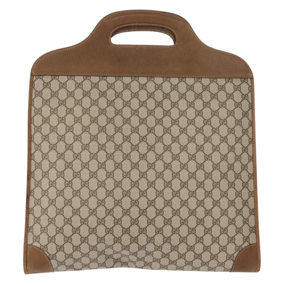 GUCCI GG Supreme Web Sherry Line Hand Bag PVC Beige Auth BA7127