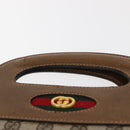 GUCCI GG Supreme Web Sherry Line Hand Bag PVC Beige Auth BA7127-8