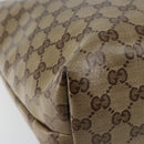 GUCCI GG Crystal Tote Bag Coated Canvas Beige Gold 189896 Auth BA7129-14