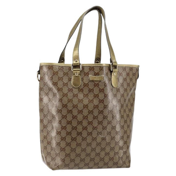 GUCCI GG Crystal Tote Bag Coated Canvas Beige Gold 189896 Auth BA7129