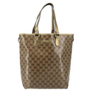 GUCCI GG Crystal Tote Bag Coated Canvas Beige Gold 189896 Auth BA7129-13