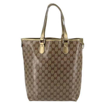 GUCCI GG Crystal Tote Bag Coated Canvas Beige Gold 189896 Auth BA7129 - 0