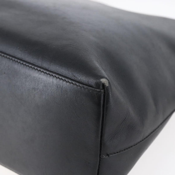 GUCCI Bamboo Shoulder Bag Leather Black Gold 001 3007 Auth BA7130