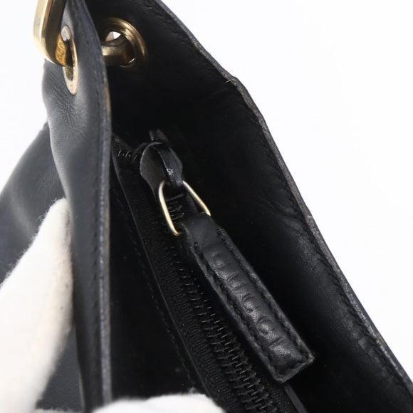 GUCCI Bamboo Shoulder Bag Leather Black Gold 001 3007 Auth BA7130
