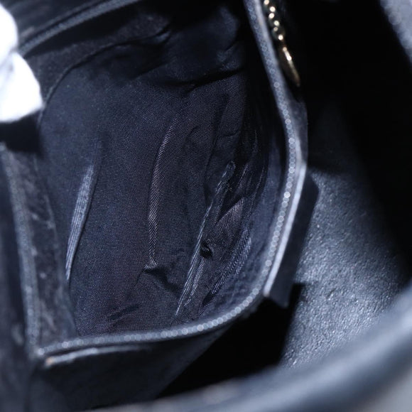 GUCCI Bamboo Shoulder Bag Leather Black Gold 001 3007 Auth BA7130