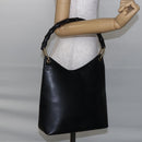 GUCCI Bamboo Shoulder Bag Leather Black Gold 001 3007 Auth BA7130-21