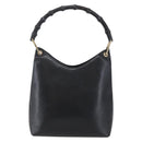 GUCCI Bamboo Shoulder Bag Leather Black Gold 001 3007 Auth BA7130-13