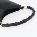 GUCCI Bamboo Shoulder Bag Leather Black Gold 001 3007 Auth BA7130-7
