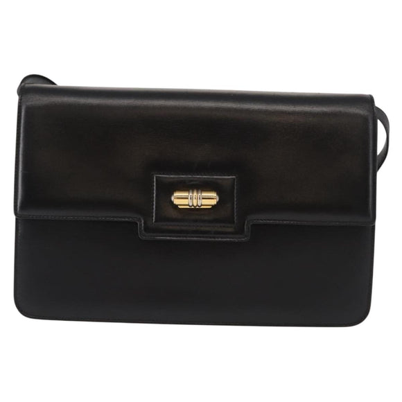 GUCCI Shoulder Bag Leather Black Gold 004 33 0241 Auth BA7133