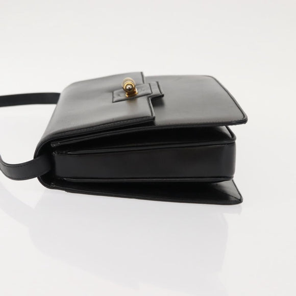 GUCCI Shoulder Bag Leather Black Gold 004 33 0241 Auth BA7133