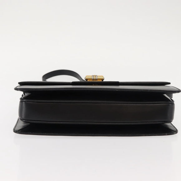 GUCCI Shoulder Bag Leather Black Gold 004 33 0241 Auth BA7133