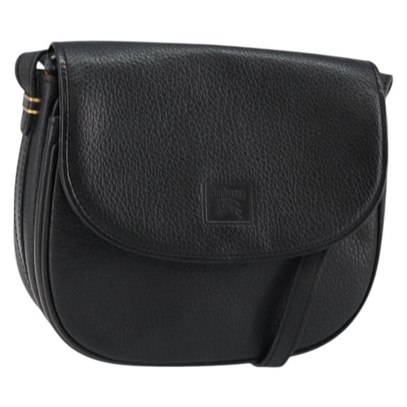 Burberry Schoudertas Leer Zwart Goud Auth BA7135