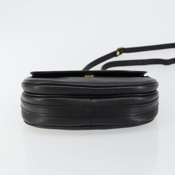 Burberrys Shoulder Bag Leather Black Gold Auth BA7135