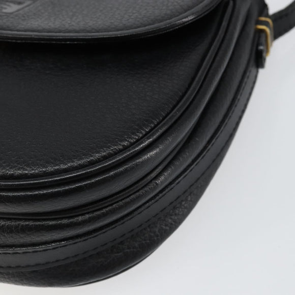 Burberry Schoudertas Leer Zwart Goud Auth BA7135