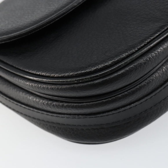 Burberrys Shoulder Bag Leather Black Gold Auth BA7135