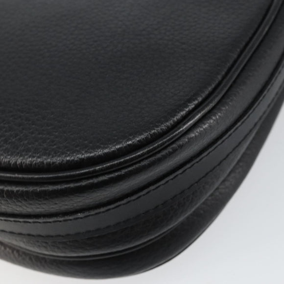 Burberry Schoudertas Leer Zwart Goud Auth BA7135