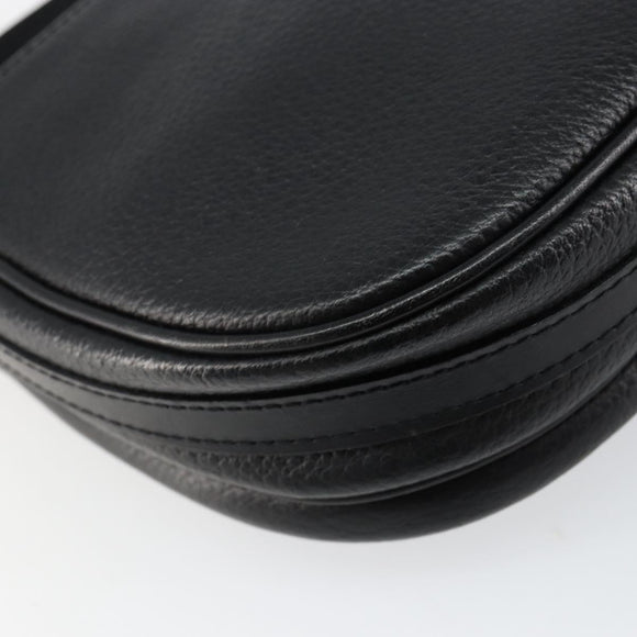 Burberrys Shoulder Bag Leather Black Gold Auth BA7135