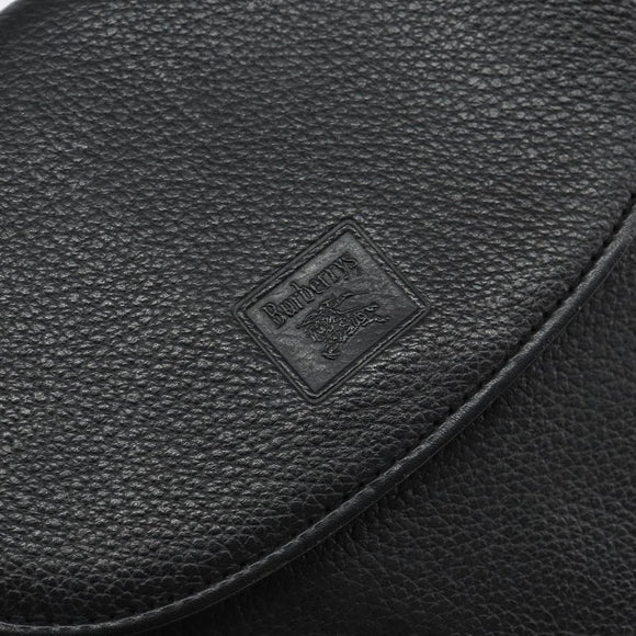 Burberrys Shoulder Bag Leather Black Gold Auth BA7135