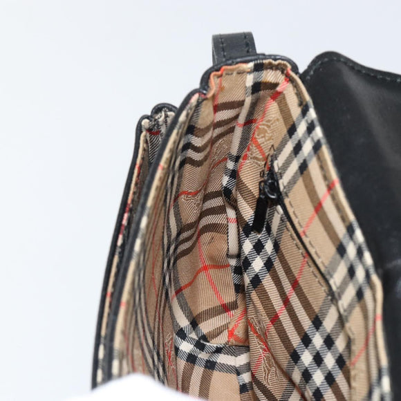 Burberry Schoudertas Leer Zwart Goud Auth BA7135