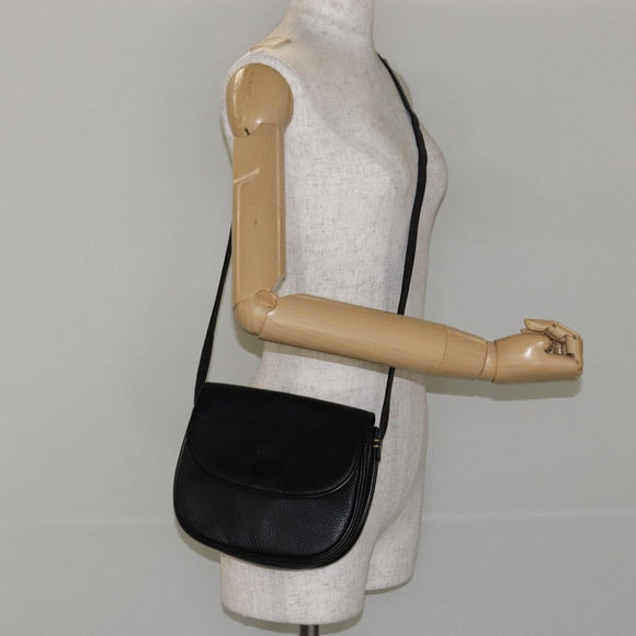 Burberrys Shoulder Bag Leather Black Gold Auth BA7135