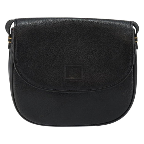 Burberry Schoudertas Leer Zwart Goud Auth BA7135
