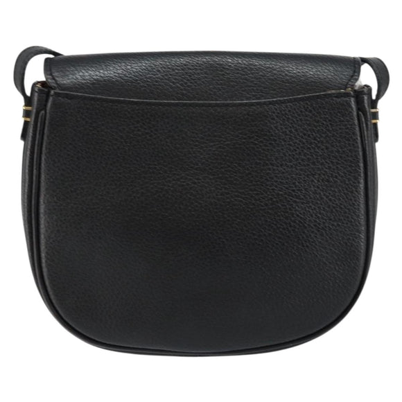 Burberry Schoudertas Leer Zwart Goud Auth BA7135