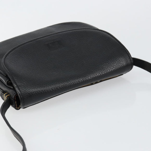 Burberry Schoudertas Leer Zwart Goud Auth BA7135