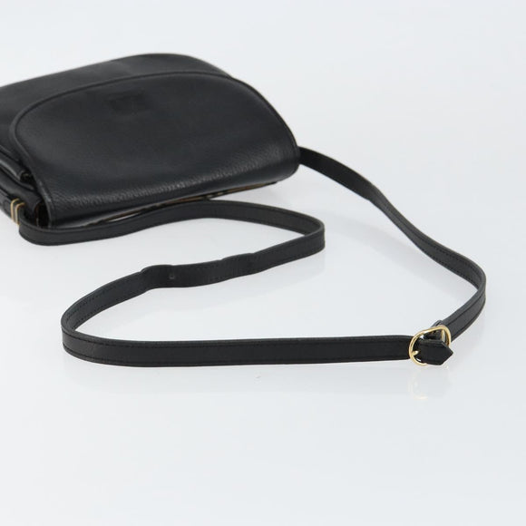 Burberrys Shoulder Bag Leather Black Gold Auth BA7135