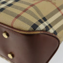 BURBERRY Nova Check Hand Bag PVC Beige Silver Auth BA7137-15
