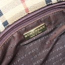 BURBERRY Nova Check Hand Bag PVC Beige Silver Auth BA7137-10