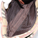 BURBERRY Nova Check Hand Bag PVC Beige Silver Auth BA7137-11