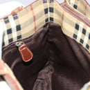 BURBERRY Nova Check Hand Bag PVC Beige Silver Auth BA7137-17