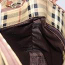 BURBERRY Nova Check Hand Bag PVC Beige Silver Auth BA7137-18