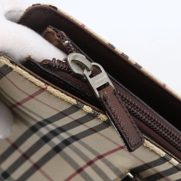 BURBERRY Nova Check Tote Bag Canvas Beige Silver Auth BA7138