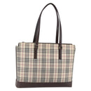 BURBERRY Nova Check Tote Bag Canvas Beige Silver Auth BA7138-1