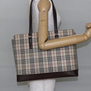 BURBERRY Nova Check Tote Bag Canvas Beige Silver Auth BA7138-24
