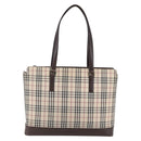 BURBERRY Nova Check Tote Bag Canvas Beige Silver Auth BA7138-13