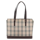 BURBERRY Nova Check Tote Bag Canvas Beige Silver Auth BA7138-2