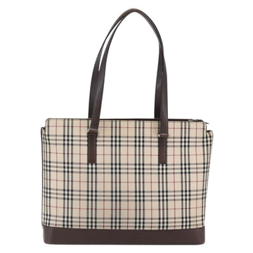 BURBERRY Nova Check Tote Bag Canvas Beige Silver Auth BA7138 - 0