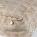 CHANEL New Travel Line Tote Bag Nylon Beige Gold CC Auth BA7141-9