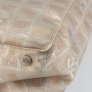 CHANEL New Travel Line Tote Bag Nylon Beige Gold CC Auth BA7141-15