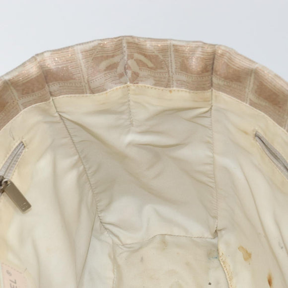 CHANEL New Travel Line Tote Bag Nylon Beige Gold CC Auth BA7141