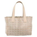 CHANEL New Travel Line Tote Bag Nylon Beige Gold CC Auth BA7141-13