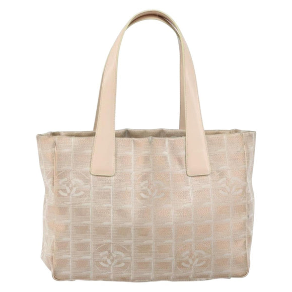 CHANEL New Travel Line Tote Bag Nylon Beige Gold CC Auth BA7141