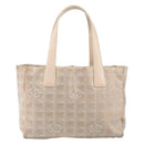 CHANEL New Travel Line Tote Bag Nylon Beige Gold CC Auth BA7141-2