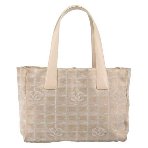 CHANEL New Travel Line Tote Bag Nylon Beige Gold CC Auth BA7141