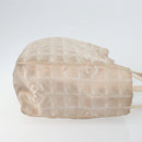 CHANEL New Travel Line Tote Bag Nylon Beige Gold CC Auth BA7141-3