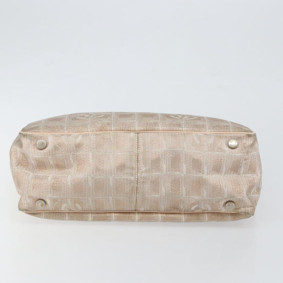 CHANEL New Travel Line Tote Bag Nylon Beige Gold CC Auth BA7141